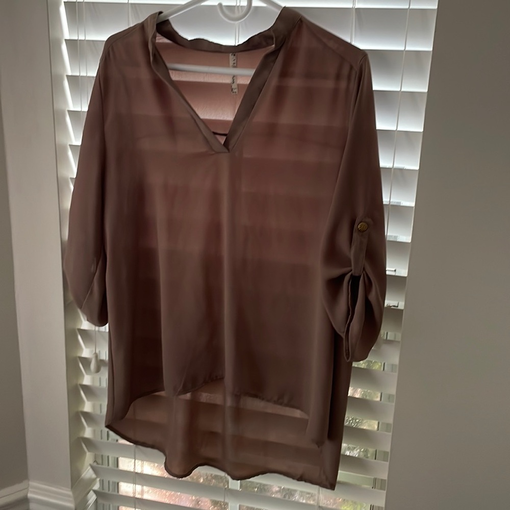 Brown Long Sleeve Blouse